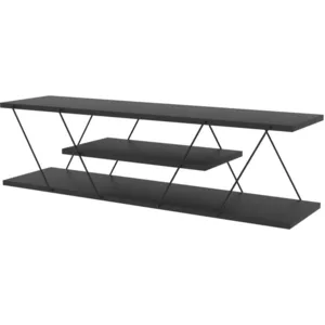 Comparateur de prix : Meuble TV en bois "April" - 120 x 30 x 33 cm - Gris anthracite