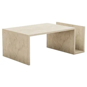 Table basse en bois Memo - 86 x 50 x 32 cm - Travertin pas cher