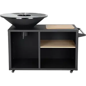 Barbecue plancha brasero à charbon et bois Maréchal - Ø 81 cm - Noir pas cher