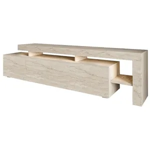 Meuble TV en bois Beliz - 192 x 37 x 53 cm - Travertin pas cher
