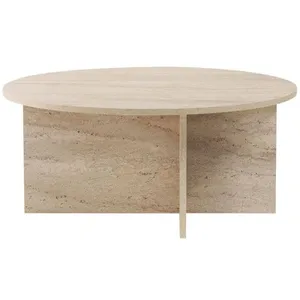 Table basse en bois Soleil - 90 x 90 x 40 cm - Travertin pas cher