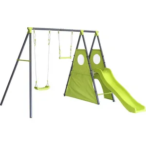 Comparateur de prix : Portique De Jeu En Métal Avec Toboggan "Kylian" - 4 Agrès - Vert