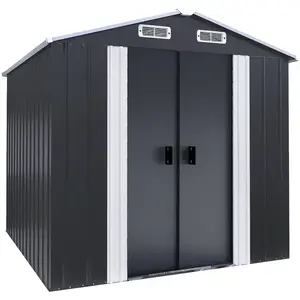 Abri de jardin métal avec portes coulissantes Boston - 4.12 m² - Gris