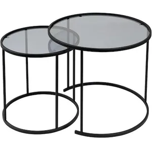 Lot de 2 tables basses en métal Aurum - 80 x 80 x 43 cm - Noir Gris pas cher