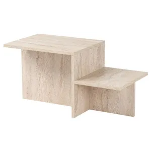 Table basse en bois Harmony - 80 x 40 x 40 cm - Travertin pas cher