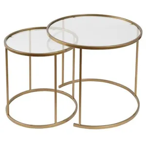 Lot de 2 tables basses en métal Aurum - 80 x 80 x 43 cm - Or Transparent pas cher