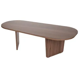 Table basse en bois Ovalis - 130 x 65 x 40 cm - Noyer pas cher