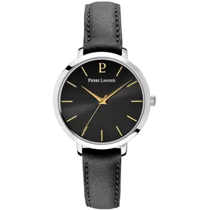 Montre Femme CHOUQUETTE Cadran Noir Bracelet Cuir Noir pas cher
