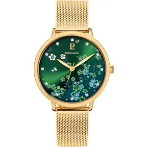 Comparateur de prix : PIERRE LANNIER Montre Femme TALLIA Doré Cadran Vert Bracelet Acier milanais Doré 16 MM