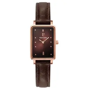 PIERRE LANNIER Montre Femme ARIANE Doré-rose Cadran Chocolat Bracelet Cuir Chocolat 12 MM pas cher