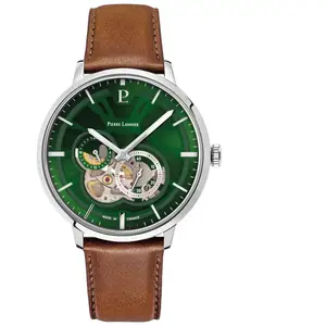 Comparateur de prix : PIERRE LANNIER Montre Homme TRIO Argenté Cadran Vert Bracelet Cuir Brun 20 MM