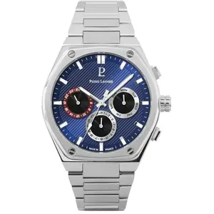 PIERRE LANNIER Montre Homme COPILOTE Argenté Cadran Bleu Bracelet Acier Argenté 24 MM