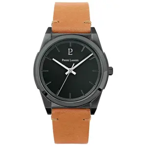 Montre homme en cuir et tissu - PIERRE LANNIER - Candide - Noir - Quar... pas cher