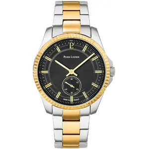 PIERRE LANNIER Montre - LANNIE - Métropolitain 248D231 - Cadran Noir - Bracelet Acier Bicolore - Vintage pas cher