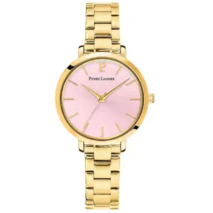 PIERRE LANNIER Montre Femme - CHOUQUETTE - 079M552 - Cadran Rose - Bracelet Acier Doré - Étanchéité 30 Atm