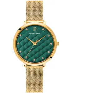 Comparateur de prix : PIERRE LANNIER Montre Femme GRACE Doré Cadran Vert Bracelet Acier milanais Doré 14 MM