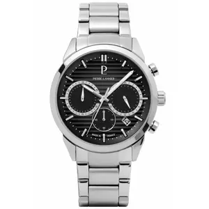 Montre Homme MONARCK Argenté Cadran Noir Bracelet Acier Argenté 22 MM pas cher