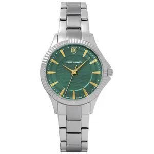 Montre Femme METROPOLITAIN Argenté Cadran Vert Bracelet Acier Argenté ... pas cher