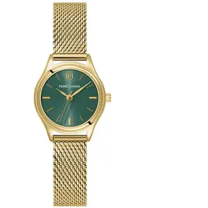 Montre femme - PIERRE LANNIER - PYA - Cadran vert soleillé - Boîtier 30 mm doré - Bracelet acier milanais doré