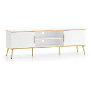 Meuble TV Petits meubles - Zora - 160 x 40 x 53cm - Blanc pas cher