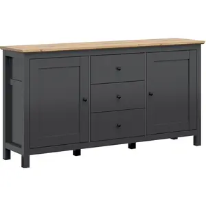 Buffet Petits meubles - Duck - 186 x 44 x 96cm - Gris Anthracite et Bo... pas cher