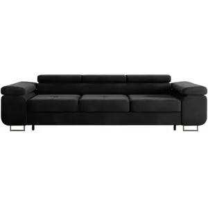 Canapé convertible Petits meubles - Wilson - 275 x 100 x 69cm - Noir pas cher