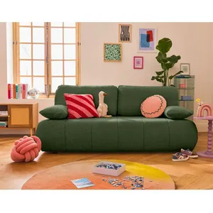 BESTMOBILIER Harper - canapé 3 places convertible avec coffre en tissu texturé - Vert pas cher