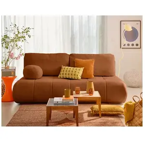 BESTMOBILIER Bowie - canapé 3 places convertible coffre + coussin rond inclus en tissu texturé - Terracotta pas cher