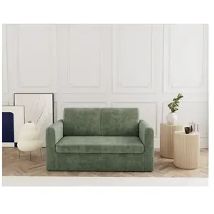 BESTMOBILIER Marilia - Canapé 2 places convertible déplimousse en velours texturé - Vert pas cher