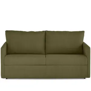 BESTMOBILIER Ottawa - canapé 3 places convertible couchage quotidien matelas 12 cm en velours côtelé - Vert pas cher