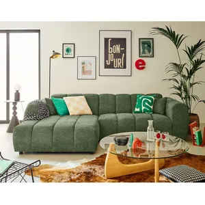 LISA DESIGN Curtis - canapé d'angle gauche 4 places en tissu texturé - Vert