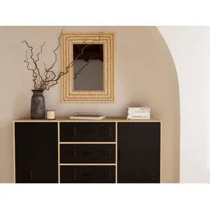 BESTMOBILIER Tribeca - buffet bas - bois et métal noir - 140 cm - Bois / Noir pas cher