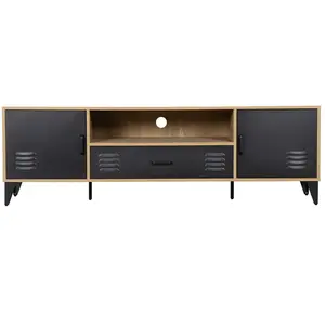 BESTMOBILIER Tribeca - meuble tv - bois et métal noir - 160 cm - Bois / Noir pas cher