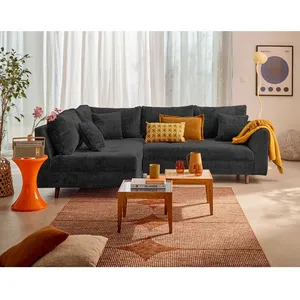 LISA DESIGN Rune - canapé d'angle gauche 4 places en velours texturé - Gris Anthracite pas cher