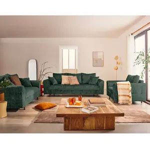 Rune - canapé droit 2 places en velours texturé - Vert pas cher
