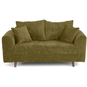 LISA DESIGN Rune - canapé droit 2 places en velours texturé - Vert Olive pas cher