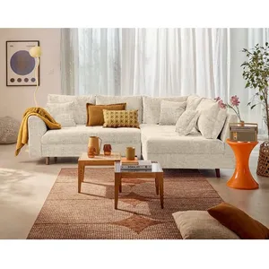 LISA DESIGN Rune - canapé d'angle droit 4 places en velours texturé - Beige pas cher