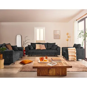 Rune - fauteuil en velours texturé - Gris Anthracite pas cher