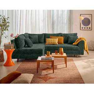LISA DESIGN Rune - canapé d'angle gauche 4 places en velours texturé - Vert pas cher