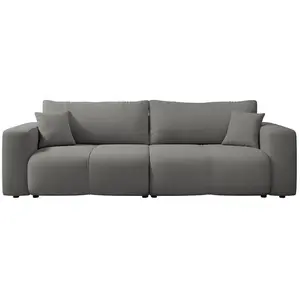 BESTMOBILIER Nicole - Canapé droit 3 places convertible avec coffre en tissu - Gris pas cher