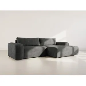 BESTMOBILIER Rebecca - canapé dangle droit 4 places convertible avec coffre en velours texturé - Gris Anthracite pas cher