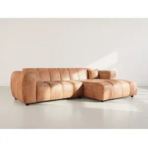 Curtis - canapé dangle droit 4 places en simili - Cognac pas cher