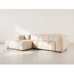 Curtis - canapé dangle gauche 4 places en simili - Beige