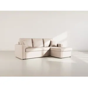 BUT Cyrus - Canapé dangle réversible 4 places - convertible avec coffre - en simili - Beige pas cher