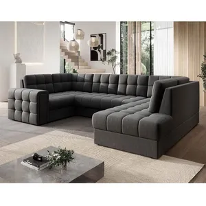 BESTMOBILIER Nappa - Canapé panoramique dangle gauche 7 places convert... pas cher