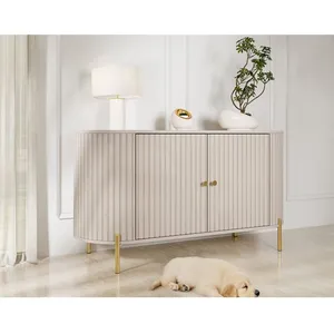BESTMOBILIER Jaime - buffet bas 139 cm - 2 portes et 1 étagère - Beige pas cher