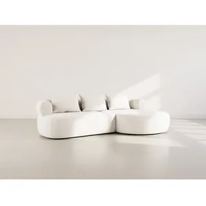 Angela - canapé dangle droit 4 places en velours texturé - Beige pas cher