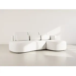 Mahina - canapé dangle droit 4 places convertible avec coffre en tissu texturé - Beige pas cher