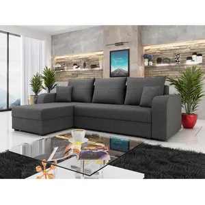 BESTMOBILIER Harvey - canapé d'angle réversible - 4 places - convertible avec coffre - en tissu pas cher