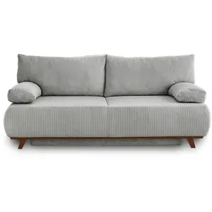 BESTMOBILIER Cristal - canapé 3 places - convertible avec coffre - en velours côtelé - Gris clair pas cher